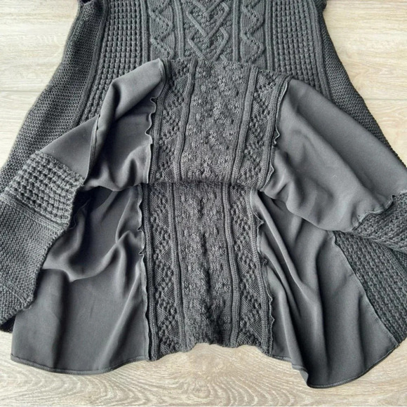 Crea Concept Pure Wool Cable Knit Flared Peplum Hem Short Sleeve Sweater - Picture 7 of 14